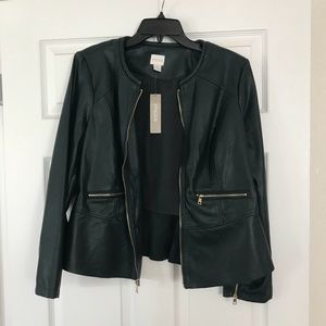 Chico’s Dark Green Leather Jacket